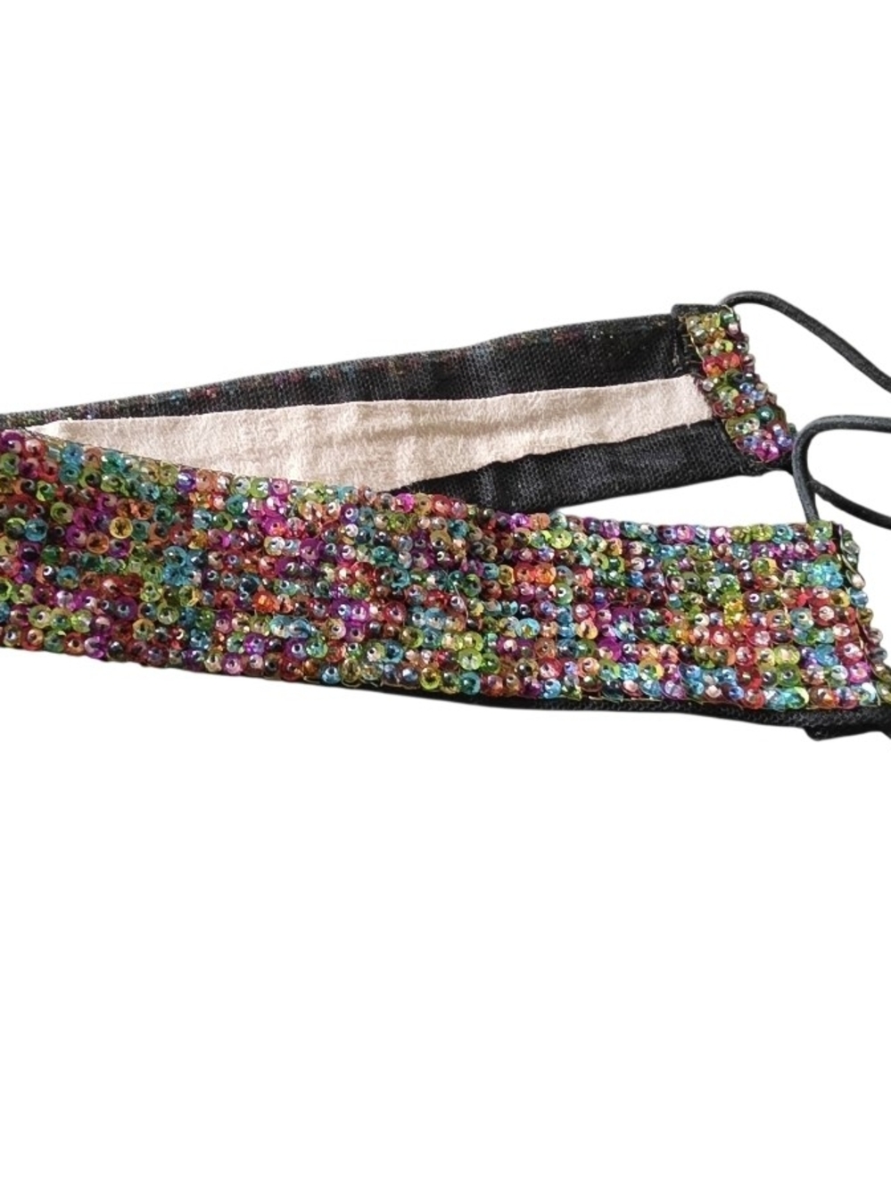Unk Multicolor Sequin Elastic Headband with Black Trim
